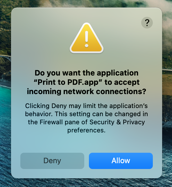 If another system tries to connect to an app on Mac